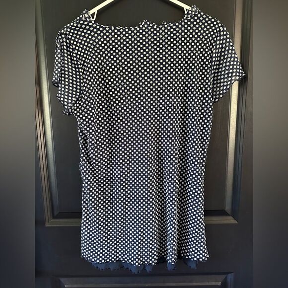 Torrid Navy Blue white polka dot ruffle top mesh fabric lined. Length weight - Picture 7 of 7